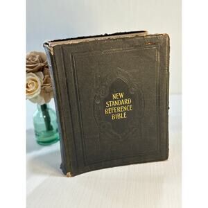 New Standard Reference Bible 1936 blue ribbon Hertel red letter Vintage